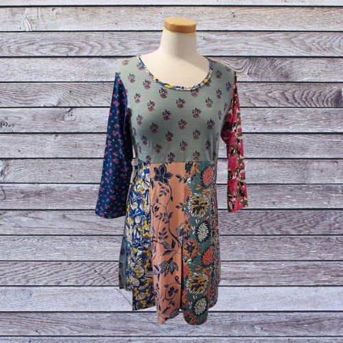 Patchwork Baby Doll Mini Dress-EXACT PATTERN-Size Medium