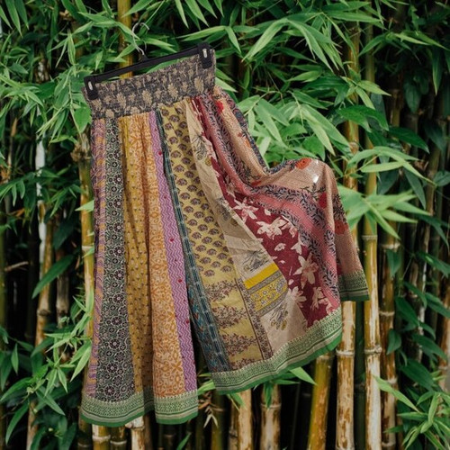 Cotton Wide Leg Patchwork Traveler Lounge Pants-EXACT PATTERN-Size Large