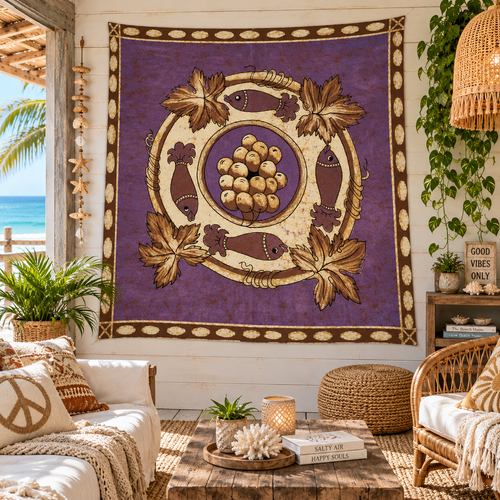 Cotton Fish Harvest Tapestry