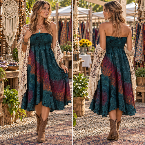 FREE SHIP! Rayon Celestial Dream Tie Dye Skirt/Tube Dress-L/XL