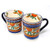 Flared Coffee Mugs Set-Orange & Blue