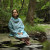Maha Mantra Meditation Prayer Shawl-Turquoise Large