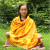 Shiva, Parvati and Ganesh Meditation Prayer Shawl-Yellow Large