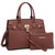 Dasein Satchel w/Padlock and Matching Wristlet-Assorted Colors