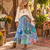FREE SHIP! Cotton Oblique Patchwork Drawstring Skirt-Small