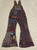 FREE SHIP! Rayon Patchwork Flared Leg Overalls-Medium