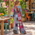 Cotton Patchwork Drawstring Jumpsuit-Size X-Large