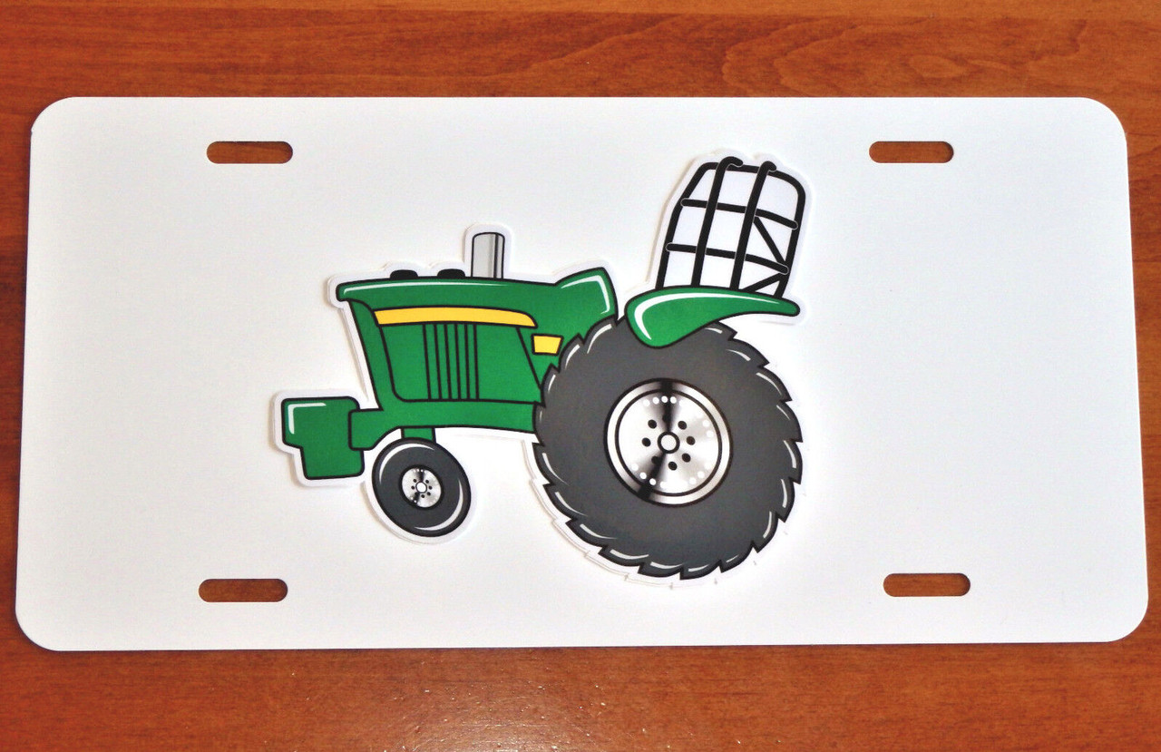 JD John Deere PULLER Tractor LICENSE PLATE on BLACK or WHITE Aluminum