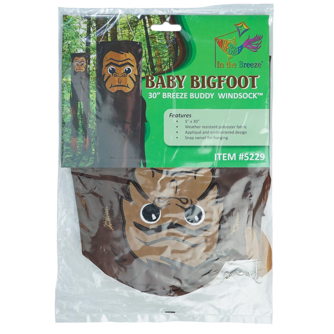 30” BABY BIG FOOT Bigfoot Breeze Buddy Embroidered WINDSOCK, ITB