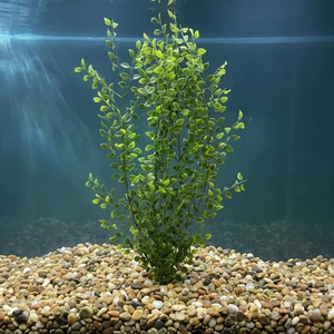 21 Large THICK PEA LEAF 4-stem Soft Flowing Plastic Plant, Stone Base, Lower Forty Farm, unique handmade realistic natur