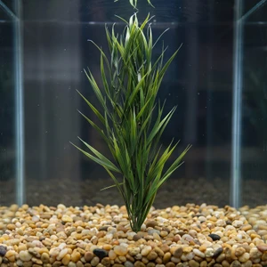 24" Large WILD GRASS 3-stem Soft Plastic Plant, Stone Base, Lower Forty Farm, unique handmade realistic natural-looking artificial aquarium plant