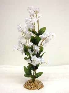 11 in. Bright WHITE Soft Silk Baby's Breath FLOWER Betta-safe plant, stone base, Lower Forty Farm artificial aquarium plant 11 in. Bright WHITE Soft Silk Baby's Breath FLOWER Betta-safe plant, stone base, Lower Forty Farm artificial aquarium plant