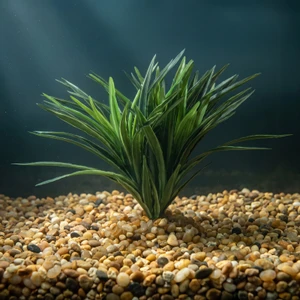 8" Large DARK Green-Striped DRAGON  Dracaena, Very soft silk Goldfish & Betta-safe plant, stone base, Lower Forty Farm a