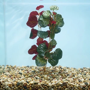 LARGE 15 CREEPING CHARLIE Bush Green & Burgundy silk  Plant, Stone Base, Goldfish & Betta-safe plant, Lower Forty Farm a