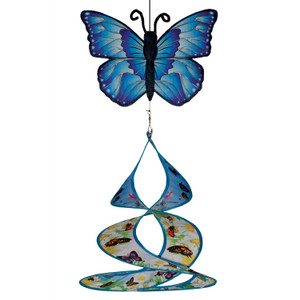 25” BLUE BUTTERFLY printed spin DUET SPINNER hanging garden décor ITB-4809 25” BLUE BUTTERFLY printed spin DUET SPINNER hanging garden décor ITB-4809