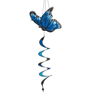 32”L x 13"W  BLUE MORPHO BUTTERFLY hanging spinner TWISTER garden décor ITB-4980