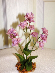 5.5 in. LAVENDER Pale Purple Soft Silk Baby's Breath Small FLOWER plant, Stone base, Goldfish & Betta-safe plant, Lower Forty Farm artificial aquarium plant