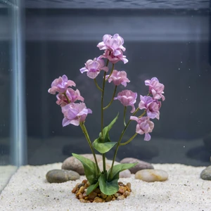 5.5 in. LAVENDER Pale Purple Soft Silk Baby's Breath Small FLOWER plant, Stone base, Goldfish & Betta-safe plant, Lower 