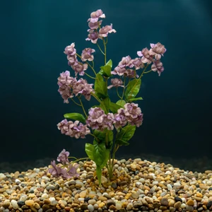 11 in. LAVENDER Light Purple Soft Silk Baby's Breath FLOWER plant, Stone base, Goldfish & Betta-safe plant, Lower Forty 