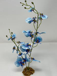 15" MD 2-stem BLUE Oncidium ORCHID Soft Silk flower aquarium plant, Stone base, Goldfish & Betta-safe plant, Lower Forty Farm artificial aquarium plant 15" MD 2-stem BLUE Oncidium ORCHID Soft Silk flower aquarium plant, Stone base, Goldfish & Betta-safe plant, Lower Forty Farm artificial aquarium plant
