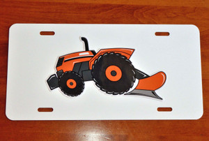 KUBOTA Tractor with plow LICENSE PLATE on BLACK or WHITE Aluminum Plate KUBOTA Tractor with plow LICENSE PLATE on BLACK or WHITE Aluminum Plate