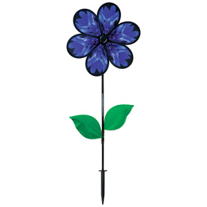 13.5" BLUE Bachelor Button FLOWER Ground Stake Wind Spinner, ITB-2643 13.5" BLUE Bachelor Button FLOWER Ground Stake Wind Spinner, ITB-2643