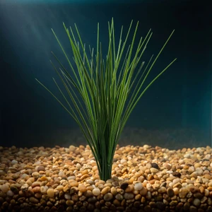 13 in. Extra THICK GREEN SPIKE Weed Grass Thick Realistic Artificial Aquarium plastic plant, stone base, Lower Forty Far