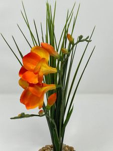 Orange Freesia & green grass Orange Freesia & green grass