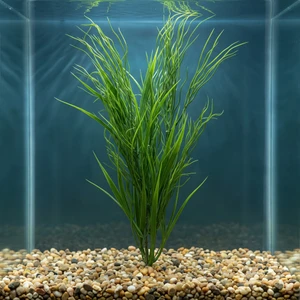 18 Medium MIXED Curly Sea Grass Willow & Wild Grass Plastic Plant 839, Stone base, Realistic Artificial Aquarium plastic