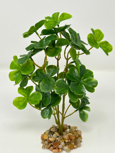 8" MED Irish Clover SHAMROCK BUSH soft plastic plant, stone base, Lower Forty Farm unique artificial aquarium plant