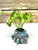 6 in. Potted Blue Inky OCTOPUS Blob House Mini pot WITH soft silk Clover plant, handmade original filled artificial planter by Lower Forty Farm, OOAK unique gift, home office decor