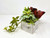 7" Unique Artificial Red & Green mixed Succulent Garden #23, White-washed wooden box, handmade original by Lower Forty Farm, home office decor