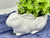 9" Artificial silk Shamrock CLOVER in White Ceramic Bunny Rabbit planter, handmade original by filled artificial planter by Lower Forty Farm, home or office decor