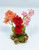 4" Small Pink, Red, & Orange MIX (Sushi color) Soft Silk FLOWER Betta & Goldfish-safe plant, stone base, Lower Forty Farm artificial aquarium plant