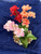 4" Small Pink, Red, & Orange MIX (Sushi color) Soft Silk FLOWER Betta & Goldfish-safe plant, stone base, Lower Forty Farm artificial aquarium plant