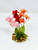 4" Small Pink, Red, & Orange MIX (Sushi color) Soft Silk FLOWER Betta & Goldfish-safe plant, stone base, Lower Forty Farm artificial aquarium plant