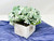 7" Artificial BLUE-GREEN HYDRANGEA faux Silk flower potted in distressed white Wooden Box, handmade original by Lower Forty Farm, home office decor