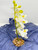 10" SM White 10-blossom PHALAENOPSIS ORCHID Soft Silk Aquarium flower plant, Stone base, Betta-safe plant, Lower Forty Farm realistic artificial