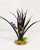 11" BLACK Vanilla SWORD Grass & PURPLE flower Combo 837A, Stone base, Realistic Artificial Aquarium Soft Silk & plastic plant, Lower Forty Farm unique Halloween combination arrangement
