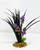 11" BLACK Vanilla SWORD Grass & PURPLE flower Combo 837A, Stone base, Realistic Artificial Aquarium Soft Silk & plastic plant, Lower Forty Farm unique Halloween combination arrangement