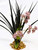 11" BLACK Vanilla SWORD Grass & LAVENDER flower Combo 837A, Stone base, Realistic Artificial Aquarium Soft Silk & plastic plant, Lower Forty Farm unique Halloween combination arrangement