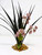 11" BLACK Vanilla SWORD Grass & LAVENDER flower Combo 837A, Stone base, Realistic Artificial Aquarium Soft Silk & plastic plant, Lower Forty Farm unique Halloween combination arrangement