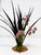 11" BLACK Vanilla SWORD Grass & LAVENDER flower Combo 837A, Stone base, Realistic Artificial Aquarium Soft Silk & plastic plant, Lower Forty Farm unique Halloween combination arrangement