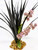 11" BLACK Vanilla SWORD Grass & LAVENDER flower Combo 837A, Stone base, Realistic Artificial Aquarium Soft Silk & plastic plant, Lower Forty Farm unique Halloween combination arrangement