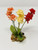 4 in.  Small Red, Orange & Yellow MIX  Soft Silk  FLOWER Goldfish & Betta-safe plant, stone base, Lower Forty Farm artificial aquarium plant