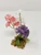 4 in. Small Pink, White & Purple MIX  Soft Silk FLOWER Goldfish & Betta-safe plant, stone base, Lower Forty Farm artificial aquarium plant