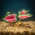 2.5" tall MINI 4-leaf Pink & Green CALADIUM Bush silk Goldfish & Betta-safe plant, stone base, Lower Forty Farm artifici