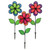 3 pack DOUBLE NEON FLOWERS Ground Stake Flower Wind Spinner Set garden décor, ITB-2726