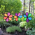3 pack - Asst 10" NEON FLOWERS Ground Stake Flower Wind Spinner Set garden décor, ITB-2735