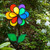 14" wide Double Rainbow Flower with Leaves Ground Stake Wind Spinner, ITB-2654